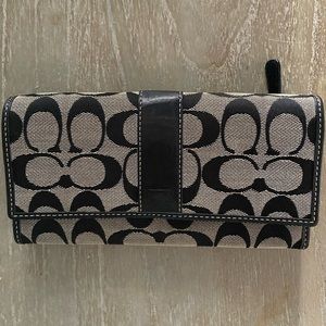 Coach monogram black grey wallet leather